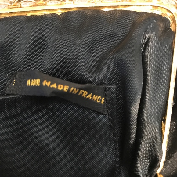 VINTAGE BLACK SATIN FRENCH HANDBAG - Picture 5 of 11